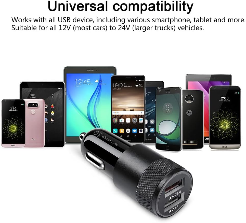 Fast Car Charger, Quick Charging 5.4A/30W Phone USB Adapter Rapid Plug
